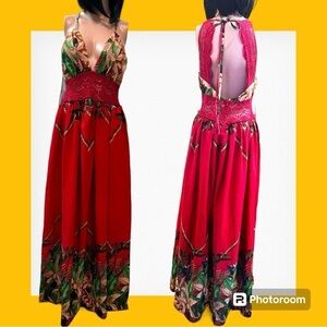 Steps NY Floral Halter Maxi Dress Small